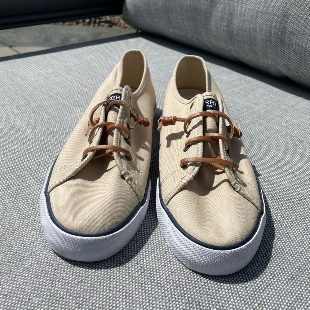 Sperry slip on canvas shoes